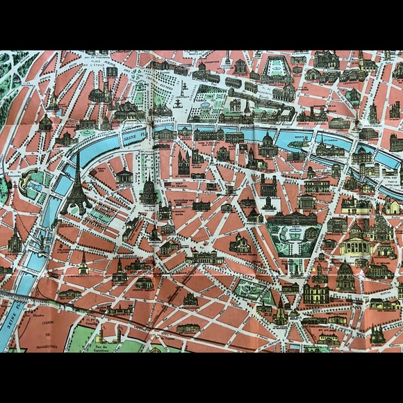 Beautiful map of Paris NewBo Paris monumental vintage - Picture 7 of 15